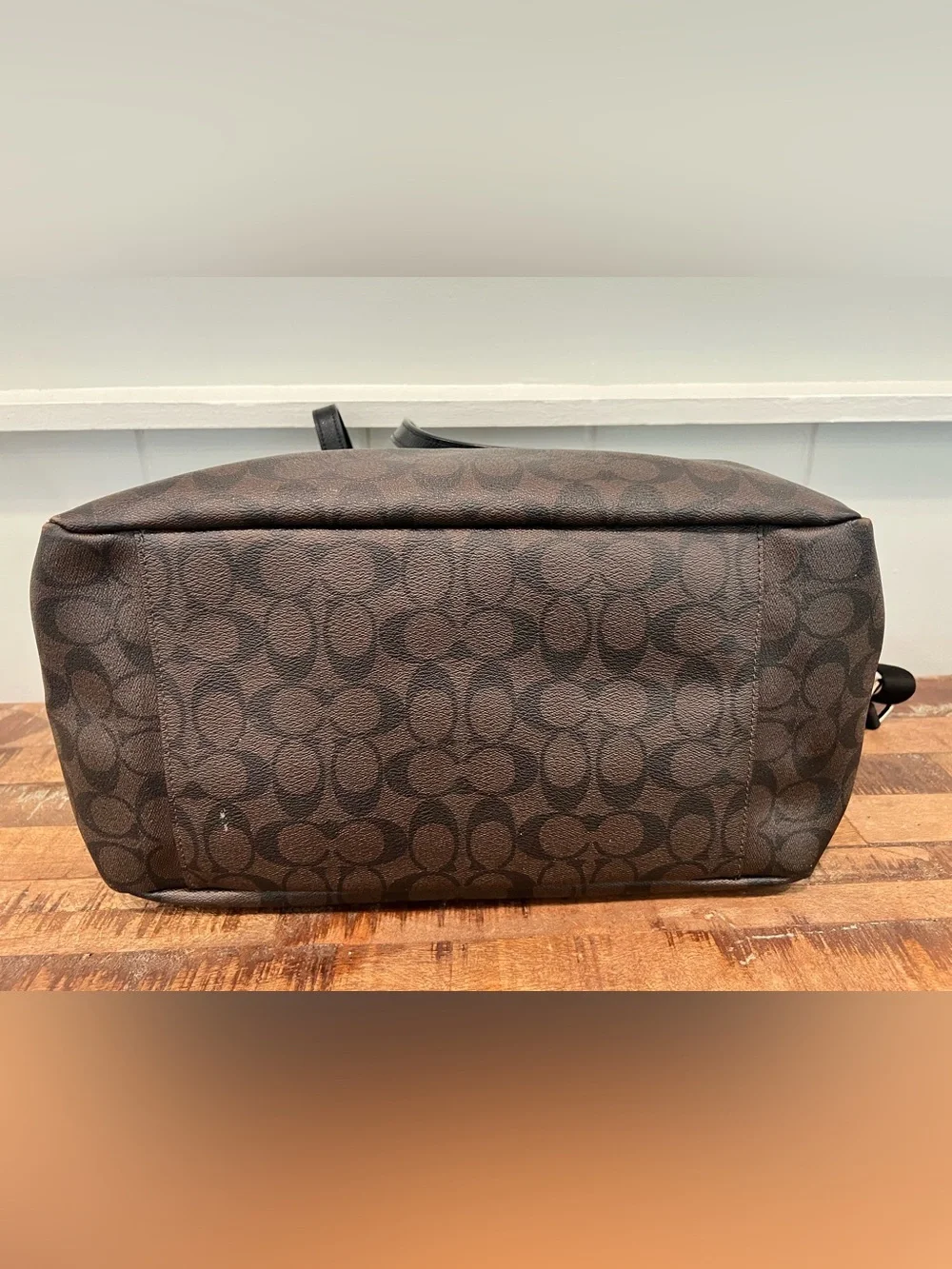 Signature Pattern Brown Diaper Tote Bag with Shoulder Strap